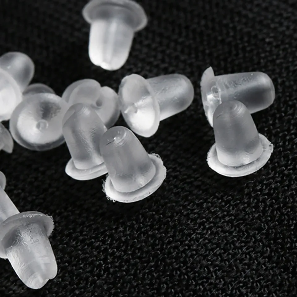 100 X Soft Plastic Replacement Earring Backs Bullet Back Stoppers Earnuts 