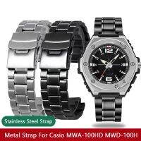 สายรัดข้อมือ MWA-100HD-1A โลหะสีเงิน20มม. 24มม. MWA-100HD MWD-100H สายเหล็กสแตนเลสสำหรับผู้ชาย