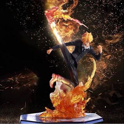 ZZOOI 16cm Anime One Piece Sanji Sculpture Black Leg Fire Battle Version Pvc Collectible Onepiece Action Figure Model Childrens Toys