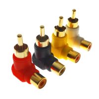 【HOT】 4PCS RCA Plating Gold 90 Degree Elbow RCA Right Angle Connector Plug Adapters Male To Female Audio