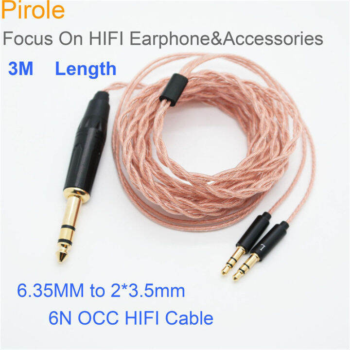 3miter Length OCC Headphone Update Cable 6.35 To Dual 3.5 Replacement