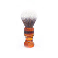 Boti Brush-Whole Beard Brush Amber Resin Handle and Brown and White Bulb Shape Synthetic Hair Knot Cleaning Beard Tool Kit