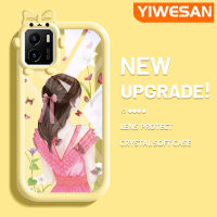 YIWESAN เคสสำหรับ VIVO Y15s Y15a Y01การ์ตูนแฟชั่นสวยเคสโทรศัพท์สำหรับหญิงสาวน่ารักสร้างสรรค์เลนส์กล้องถ่ายรูปสัตว์ประหลาดน้อยเคสป้องกันโปร่งใสกันกระแทกซิลิโคนนิ่ม