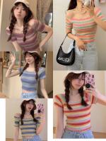 ?พร้อมส่ง*เสื้อครอป แฟชั่นเกาหลี ใส่โชว์ไหล่สวยเซ็กซี่มากแม่45610*