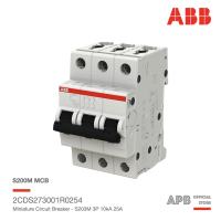 ABB S203M-C25 ลูกย่อยเซอร์กิตเบรกเกอร์ 25A, ABB System M Pro 25A MCB Mini Circuit Breaker3P, ค่าทนกระแสลัดวงจรสูงสุด 10kA