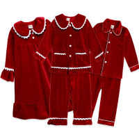 Christmas Pajamas Childrens Clothing Sets Sleepwear For Girls Nightgown Boys Velvet Long Sleeve+Pants Kids Overalls Baby Suit