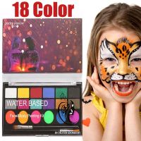 【On Sale】 18 Color Tattoo Face Palette Body Paint Make Up Oil Painting Art Halloween Party Fancy Waterproof Beauty Makeup Brush Eyeshadow Kit Hypoallergenic Safe Non-toxic Washable Waterbas