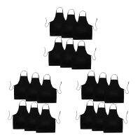 18 Pack Black Kitchen Apron with 2 Pockets Anti-Dirty Apron Suitable for Barbecue Kitchen Cooking Baking Restaurant