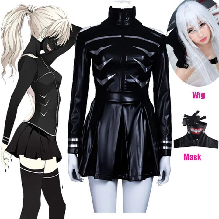 Anime Tokyo Ghoul Kaneki Ken Cosplay Costumes Kaneki Ken Fighting Uniform  Cosplay Dresses Wigs Mask For Women Halloween Party 