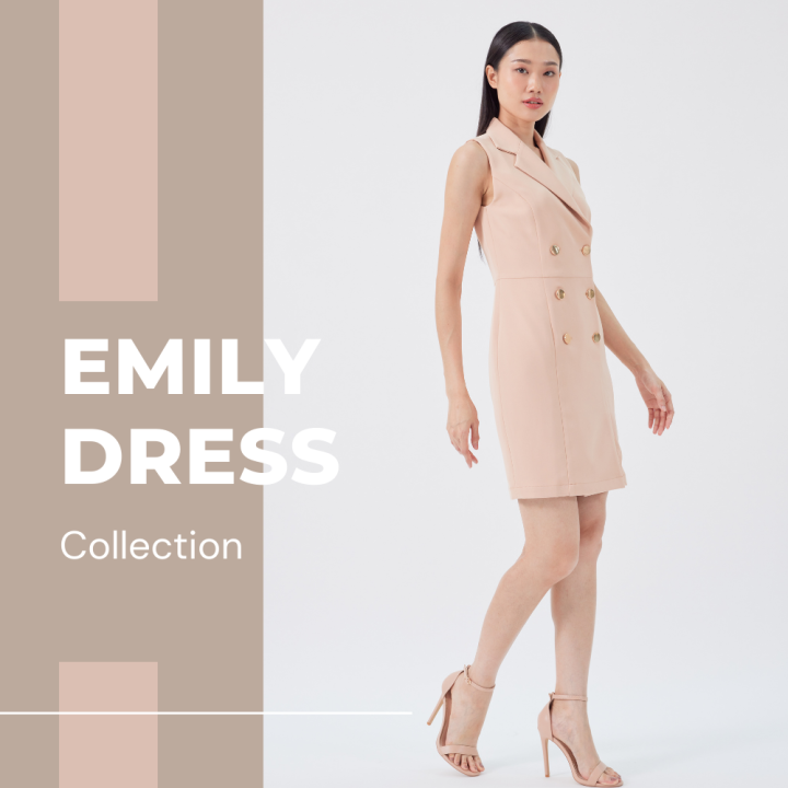 all-beaute-เดรสทำงาน-เดรสแขนกุด-emily-dress-เดรสสีเบจ