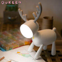 ❤【จัดส่งอย่างรวดเร็ว】ไฟไฟ LED กลางคืนกวางแบบชาร์จไฟได้ผ่าน USB ซิลิโคนสัตว์การ์ตูนโคมไฟโต๊ะหรี่แสงได้สำหรับเด็กเด็กภายนอกเตียงนอน Kado Bayi 1W