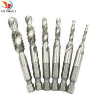 【2023】Submarine express 6PC SM3-M10 composite tap drill bit thread spirals crew tap 14  hex 4341 HSS