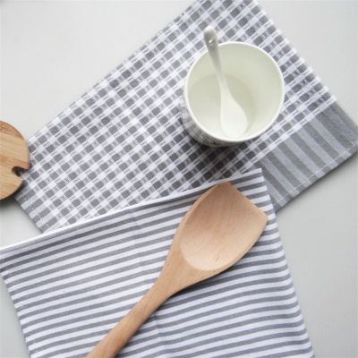 1Pc Kitchen Cotton Tea Towel Dish Cleaning Lattice Striped Printing Table Dinner Napkin 40x60cm