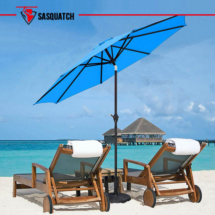 2.7M Outdoor Patio Big Umbrella with Stand Heavy Duty Garden Beach