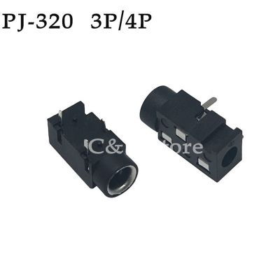 10pcs 3.5 headphone jack audio jack PJ-320 3 /4 pins female connector DIP stereo headphones PJ-320B