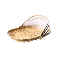 Handmade Bamboo Woven Bug Proof Wicker Basket Dustproof Picnic Fruit Vegetable Tray Food Bread Dishes Cover Gauze Storage Basket