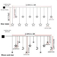 MMMAAGGNNEERI GGRRESRRIVE สตริงไฟเส้นดวงจันทร์และดาวพลังงานแสงอาทิตย์สายไฟตกแต่งนอกบ้าน LED ตกแต่งไฟประดับนอกบ้านพลังงานแสงอาทิตย์