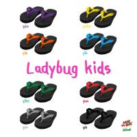 LadyBug KIDS** รองเท้าแตะหูคีบสำหรับเด็ก ตราเต่าทอง !!!! พื้นดำล้วน หูหลากสี !!!!