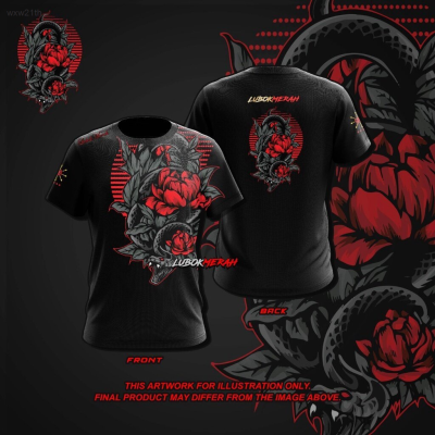 2023 Snakeprint Sublimation Lubok Merah Printed T-shirt Unisex