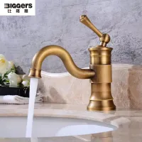 Biggers ก๊อกน้ำอ่างล้างหน้าในห้องน้ำทองแดงสีบรอนซ์แบบสำเร็จโบราณสำหรับน้ำเย็นและน้ำร้อน