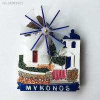 ✆ Greek Aegean Mykonos Island Windmill House Fridge Magnet Tourist Souvenirs Magnetic Refrigerator Stickers Home Ornaments