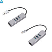 Usb3.0เป็นอะแดปเตอร์อีเธอร์เน็ต Type-C กับกิกะบิตอีเธอร์เน็ต Rj45การ์ดเน็ตเวิร์กไดรฟ์ฟรี3พอร์ต Usb ฮับ3.0