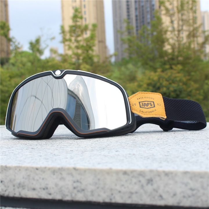 100-แว่นตาขี่มอเตอร์ไซค์สไตล์เรโทรสำหรับผู้ชาย-แว่นตากันลมสำหรับแข่งมอเตอร์ไซค์วิบากแว่นตากันลมสำหรับสกูตเตอร์ปี100