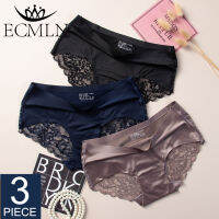 ECMLN 3 ชิ้นสตรีลูกไม้ ice ผ้าไหมกางเกงในไร้รอยต่อกางเกง underwear กางเกง