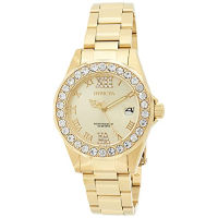 Invicta Womens Pro Diver Crystal Accented 18k Ion-Plated Stainless Steel Watch 38mm Gold