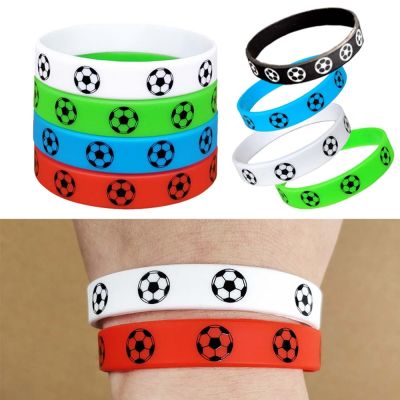 6pcs Football Silicone Bracelet Motivational Rubber Wristbands Silicone Wristband Sports/Soccer Birthday Party Favors Supplies