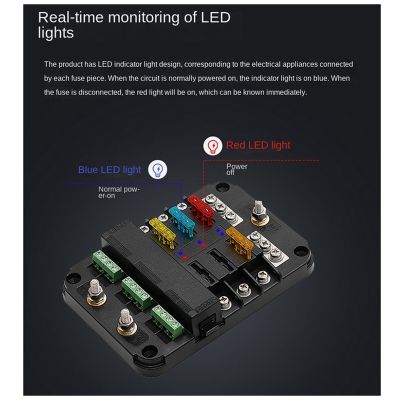 Car Ship Fuse Box 6-Way Individually Controlled Open Circuit Indication Fuse Box Suitable for Car Ship Truck Tugboat Corrosion Resistance