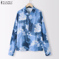 [ลดล้างสต๊อก] HijabFab ZANZEA Womens Office Blouse Lady Long Sleeve Shirt Casual Loose Tie-Dyed Tops Evening Travel #20