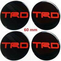 สติกเกอร์ติดดุมล้อ TRD 60 mm เรซิ่นเจล สติกเกอร์ฝาดุม 4 ชิ้น สีแดง พื้นดำ สติ๊กเกอร์แต่งรถ Toyota สติ๊กเกอร์ ติดรถ Wheel Center Cap Domed Gel Sticker Decal