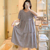 ฤดูร้อน Homewear ผู้หญิงลำลอง O-Neck พิมพ์ Nightgown สุภาพสตรีผ้าฝ้าย Nightdress หญิง Sleep Dress