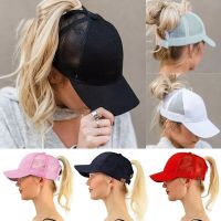 HOT★2023 New Ponytail Baseball Cap Summer Womens Adjustable Black Hat Messy Cap Casual Cotton Girl Snapback Mesh Cap