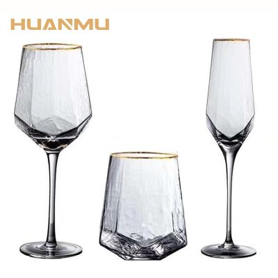 【CW】☋♂✆  Wine Glasses Hammered Goblet Glass Cups Wedding Luxury Drinkware бокалы стакан