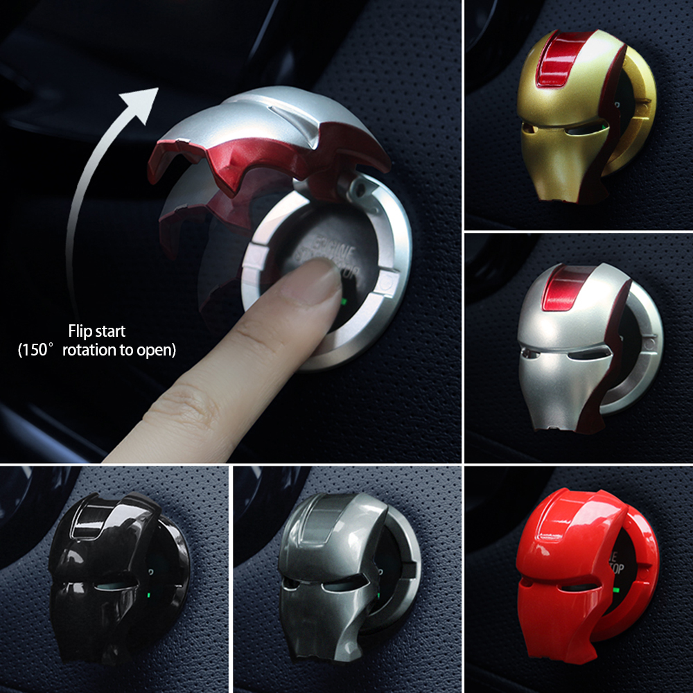 Iron Man Car Interior Engine Ignition Start Stop Push Button Switch Button Cover 
