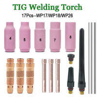 17ชิ้นอาร์กอน TIG เชื่อมไฟฉาย Consumable1.6mm2. 4มิล3ครับ2มม. ทังสเตนอิเล็กด COLLET Body alumina หัวฉีดฝาหลังสำหรับ WP171826