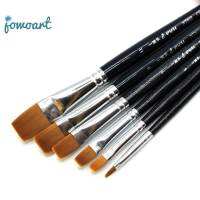 Jowoart Professional ไนลอนแปรงทรงแบนสั้น Rod ศิลปินน้ำมันแปรงสีน้ำอะคริลิก 6 pcs ชุดสำหรับอุปกรณ์ศิลปะภาพวาดด้วยตนเองวัสดุ