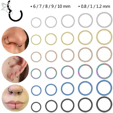 Yrogcu 316L Stainless-Steel Seamless Double-Ring Hinged Nose-Rings-Hoop:  with CZ Ring 20G 8mm Lip Ring Ear Cartilage Clicker Sep