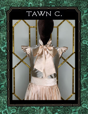 TAWN C. - Gold Lamé Jessie Blouse เสื้อเบลาส์คอผูกโบว์แขนแต่งระบาย