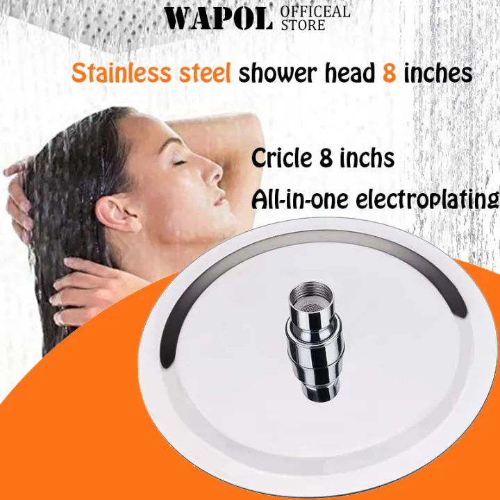 Wapol Rain Shower Head 8 Inches Rainfall Stainless Steel Bath