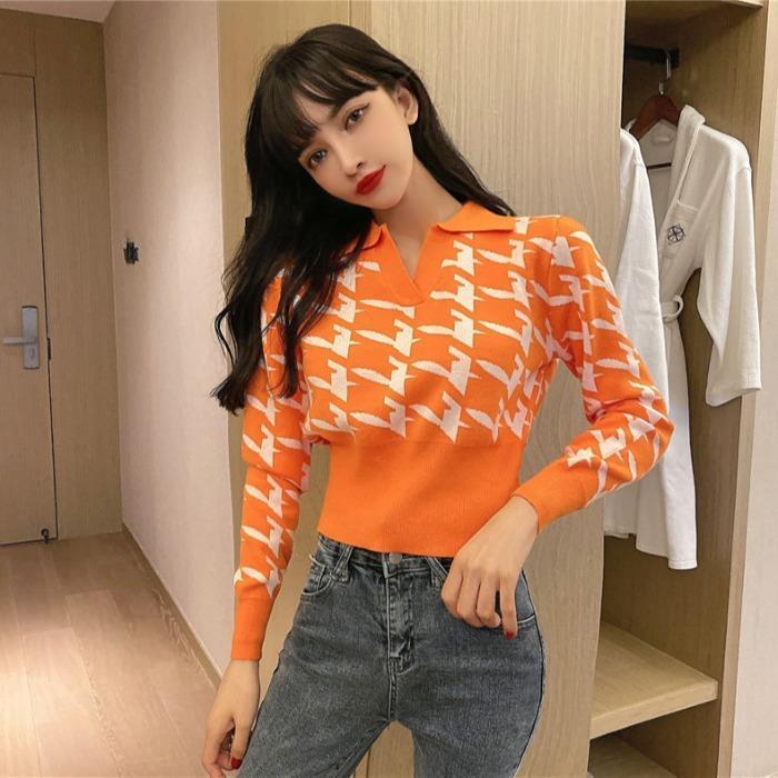 women-long-sleeved-high-waist-cropped-top-fashion-korean-style-retro-polo-collar-knitted-sweater