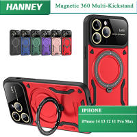 HANNEY เคสโทรศัพท์ดีไซน์หน้าต่างขนาดใหญ่สำหรับ iPhone 14 13 12 11 Pro Max Plus เคสชาร์จไร้สายเคสป้องกันเลนส์กระจกในตัวพร้อม ฝาหลัง360หลายกันกระแทกและมีขาตั้ง QS-01