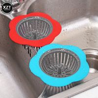 Silicone Sink Strainer Flower Shaped Shower Portable Sink Drains Cover Sink Colander Sewer Hair Filter Kitchen Accessories Tools Dishracks Sink access