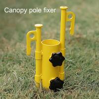 Canopy Rod Holder Adjustable Screw Dual Stake Holes Awning Pole Stand Rustproof Steel High Strength Tent Awning Fixed Tube Food Storage  Dispensers