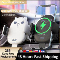 2021Wireless chargers Car Phone Holder for Smart phone Fast Charging on car air vent Couples Cute type Wireless Charger iphone