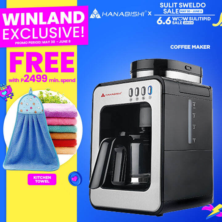 HANABISHI by Winland 2 in 1 Coffee Bean Grinder and Coffee Maker Coffee