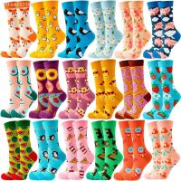 ❈ Cute Women Socks Cartoon Animal Food Fruit Socks Kawaii Funny Trendy Socks Happy Harajuku Casual Socks Autumn Spring Stocking