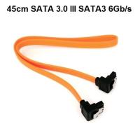 สาย SATA ยาว 45cm SATA elbow serial port with snap SATA 3.0 III SATA3 6Gb / s SSD hard drive data  Double Right angle Head cable 0.45m yellow